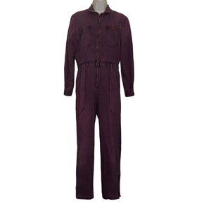 Vintage Jean St Tropez France Jumpsuit Juniors Womens 13 14 Purple Denum Tie Dye